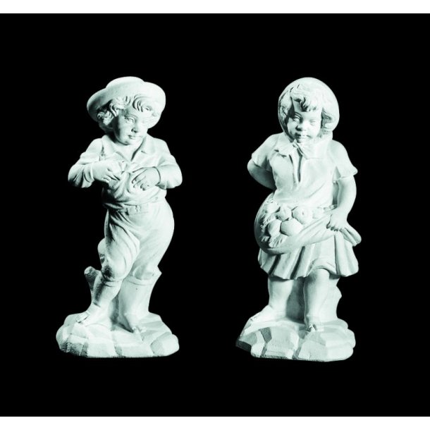 Figurer i marmor, dreng og pige (s&aelig;t) - 70 cm