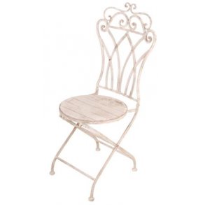 Stol i tr&aelig; og aged metal